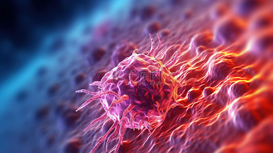 医学概念中癌细胞和 T 细胞的抽象背景说明