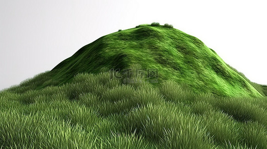 郁郁葱葱的绿色山丘的孤立 3d 渲染