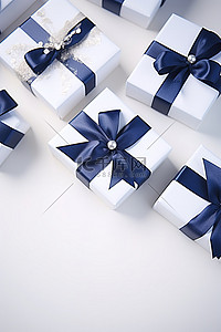 蓝色切割背景图片_用于蓝色和白色礼物的精灵切割蝴蝶结套装