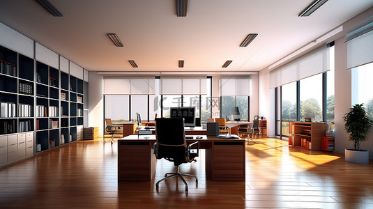现代办公空间的 3d 插图