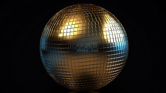 迪斯科灯背景图片_黑色背景下的镜像迪斯科球 3D 渲染闪闪发光的俱乐部装饰
