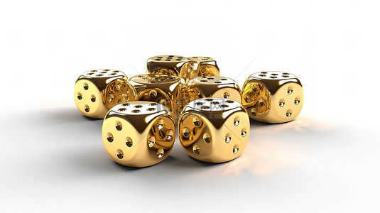 彩点背景背景图片_豪华赌博体验的金色骰子 赌场风格的 3D 插图概念