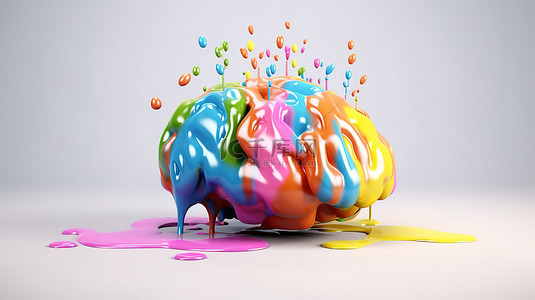 创造力和大脑概念的彩色 3D 渲染