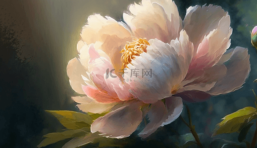 牡丹复古背景图片_粉色的花阳光牡丹花植物花卉油画背景