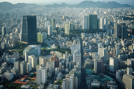 景观顶视图背景图片_首尔城市景观的顶视图 鸟瞰首尔城市景观