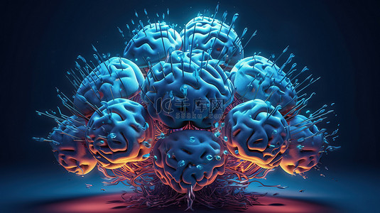脑健康背景图片_蓝脑化学爆炸的 3d 渲染