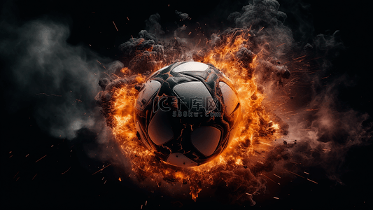 足球火焰烟雾爆炸特效广告背景