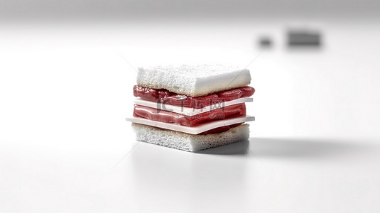 白色背景上平红色单色微型三明治的 3d 图标