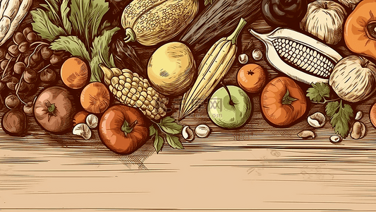 秋季食物背景图片_食物蔬菜农作物背景
