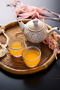 Nei Me Ngang 茶壶龙月茶流苏中式传统茶壶 4 件装
