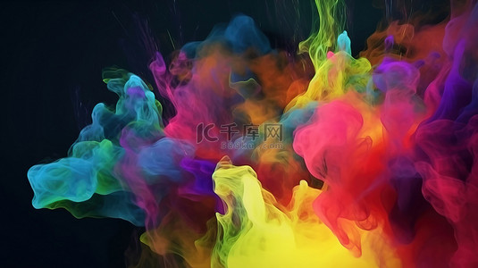 抽象水彩背景彩色 3d 渲染与惊人的一瞥