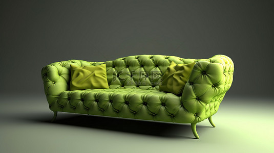 充满活力的绿色沙发的 3D 设计