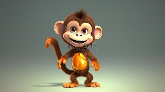 活泼猴子背景图片_活泼的 3d 灵长类动物角色