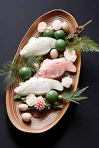 中国木板上的菊花鲭鱼