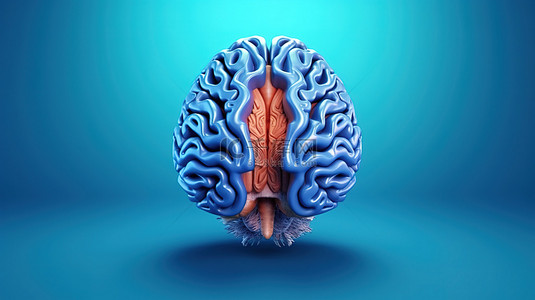 认知的人背景图片_蓝色背景下的创新认知 3d 大脑插图