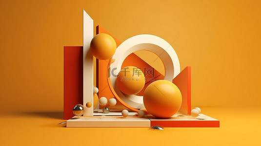 中式传统色彩背景图片_几何排列的 3d 插图