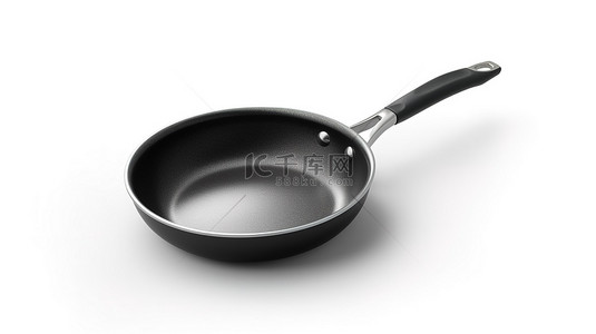 厨具背景背景图片_白色背景与煎锅的 3d 插图