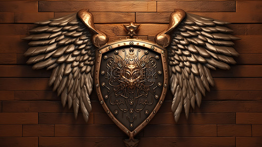 财务章章背景图片_3D 雕刻剑和带翼青铜盾