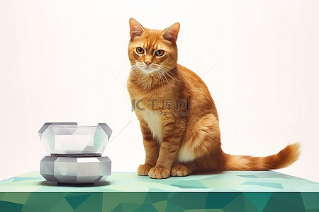 杂志蜂蜜阿尼背景图片_一只猫坐在秤上
