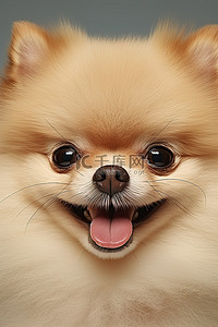 长牙齿小狗背景图片_一只博美犬小狗，脸上长着巨大的牙齿