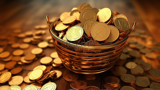 月度费用背景图片_不断增加的成本欧元硬币堆积起来，在 3D 渲染中描绘通货膨胀和不断上升的购物费用