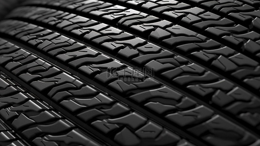 汽车定位背景图片_3D 渲染中详细轮胎胎面花纹的特写
