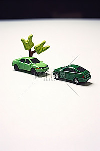 玩具交通工具背景图片_白板上两辆车的绿色能源
