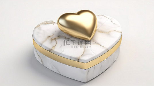 禮物標誌背景图片_金色的心 3D 渲染形状，带有一丝奢华