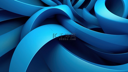 渐变渐变蓝色背景图片_3D 渲染中具有蓝色几何形状的简约抽象背景