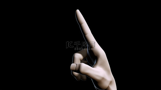 在 3D 渲染中伸出单个手指的手的插图