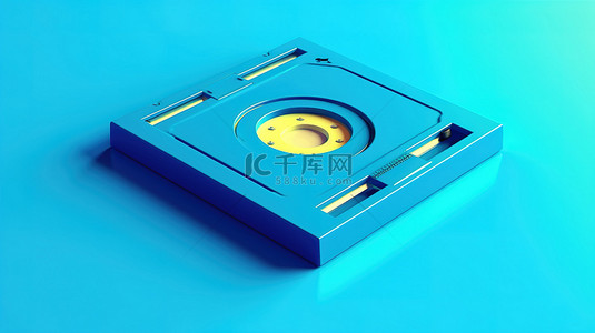 蓝色背景下软盘的 3d 渲染