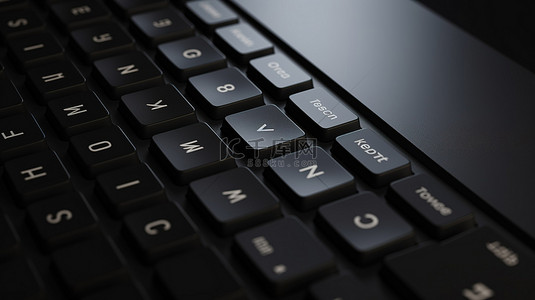 电子商务键在 3d 中装饰黑色键盘呈现技术和商业背景