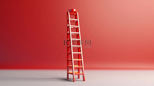 模块红色背景图片_上升到领导地位 3d 渲染的进度阶梯