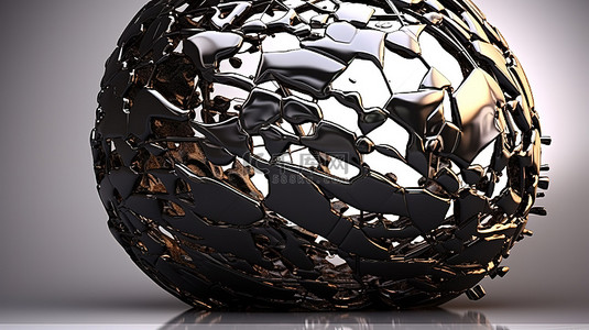 黑球中的混沌结构抽象 3D 渲染
