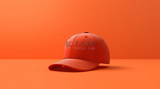 商业体育背景图片_抽象简约的体育商业形象红色背景与橙色棒球帽