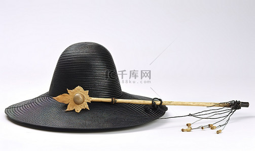 手工传统背景图片_复古日本帽子，用竹棍和棍子手工制作