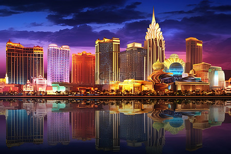中国夜晚背景图片_一些灯火通明的建筑物和赌场