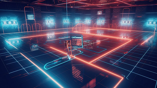 虚拟霓虹曲棍球场体验 3D 比赛的快感
