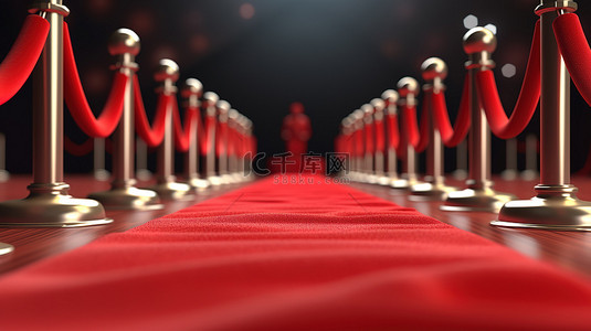幕布背景图片_红地毯上获奖电影的 3D 渲染插图