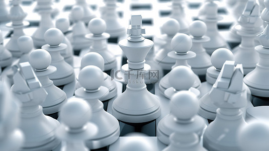 棋子背景图片_大量白色棋子聚集的 3D 插图