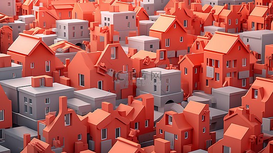 房地产市场背景横幅上放置有问号的房子的 3D 插图