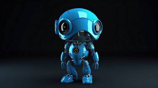 蓝色的卡背景图片_3D 渲染中的卡通人物蓝色 Android 机器人