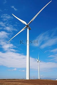 空地背景图片_矗立在空地上的大型风力涡轮机