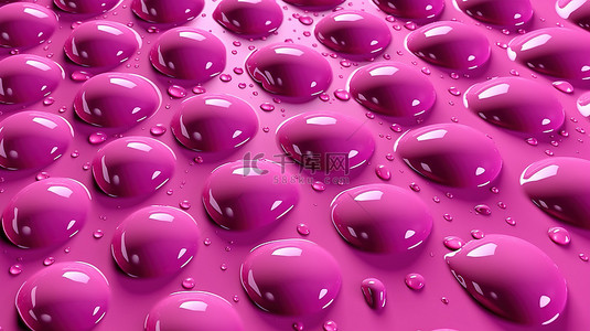 粉红色纹理滴的 3D 渲染图案作为背景插图