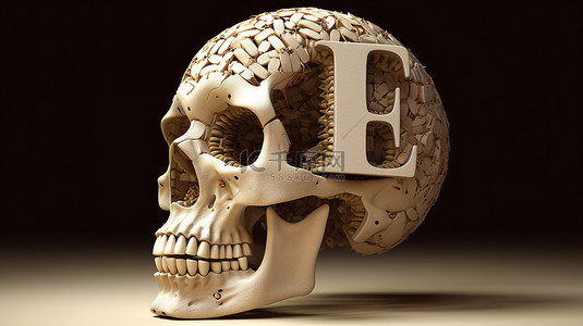 文鼎大魏碑字体背景图片_创建“生命”一词的头骨字体的 3D 渲染