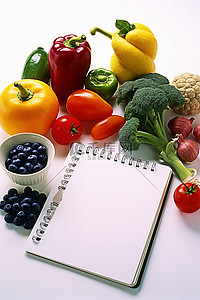 饮食清淡背景图片_一张纸上的饮食计划中涵盖的食物清单