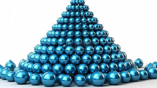 3d 渲染中的孤立蓝色球金字塔
