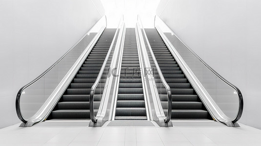 背景机场背景图片_3d 创建的白色背景下的现代电动楼梯