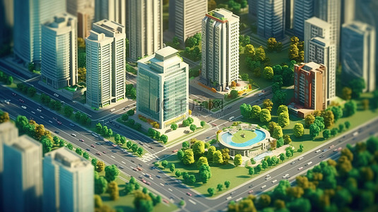 城市建筑高楼背景背景图片_当代大都市高层建筑摩天大楼自然等 3D 内容