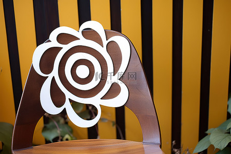 黑色木椅上美丽的花朵贴纸